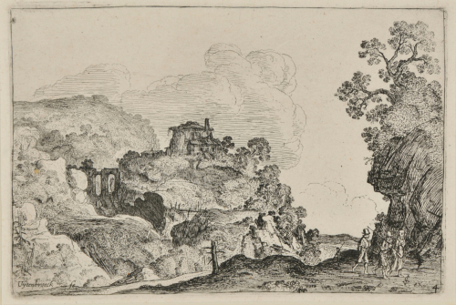ROCKY LANDSCAPE WITH THREE FIGURES