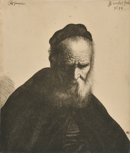 HEAD OF AN OLD MAN WITH BEARD AND CAP