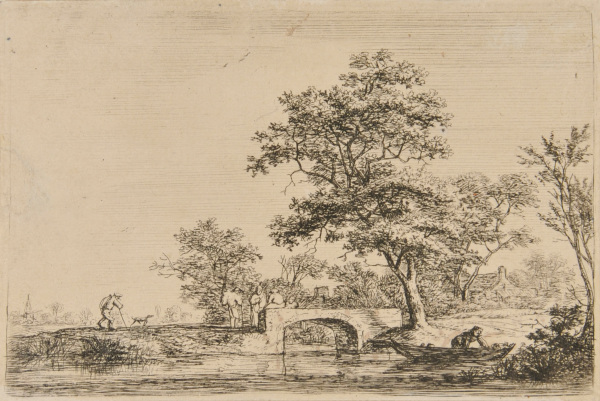 FOUR MEN ON A STONE BRIDGE