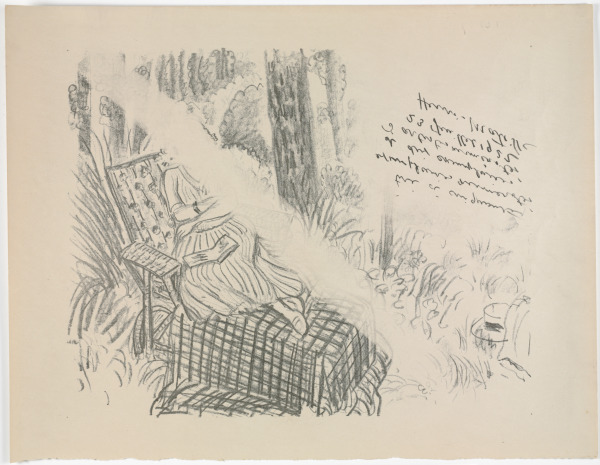 YOUNG GIRL ON A CHAISE LONGUE IN A FOREST