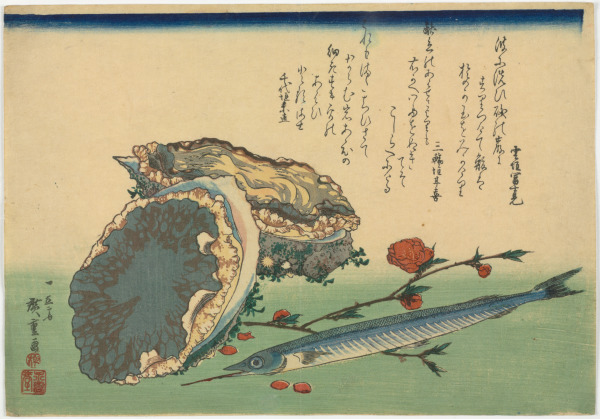 ABALONE, NEEDLEFISH AND PEACH BLOSSOMS