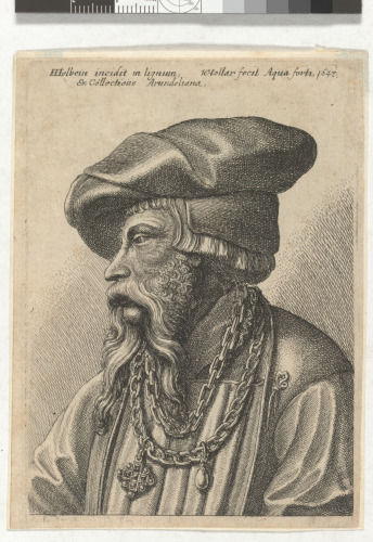 HALF-LENGTH OF BEARDED MAN WITH HEAVY CHAIN