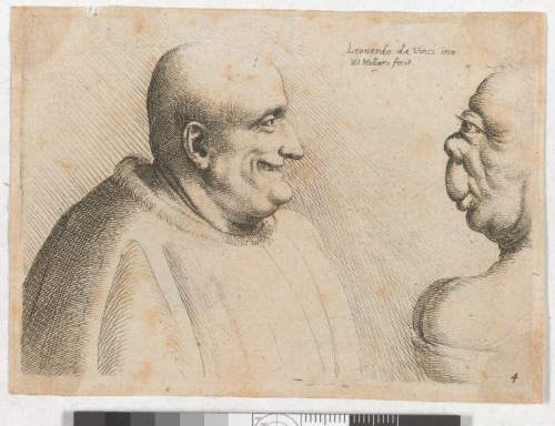 A LARGE MAN WITH A BALD HEAD FACING A GROTESQUE FEMALE