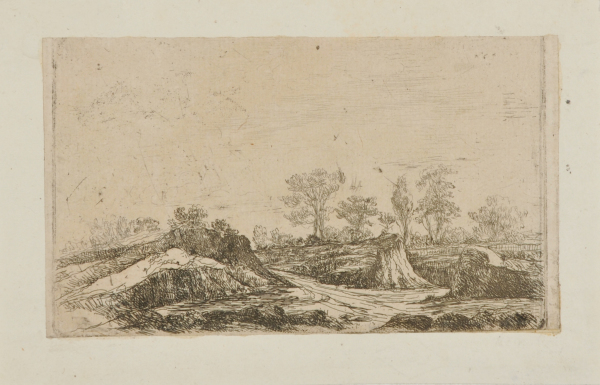 LANDSCAPE, WITH HILLOCK TO LEFT OF ROAD