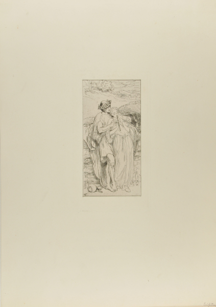 YOUTH TEACHING A YOUNG GIRL TO PLAY ON THE PAN PIPES