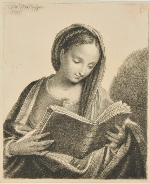 HALF LENGTH OF A YOUNG WOMAN READING A BOOK