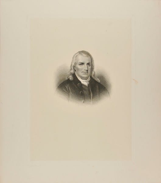 BUST OF MAN, FACING FRONT, WITH LONG CURLS FALLING ON SHOULDERS