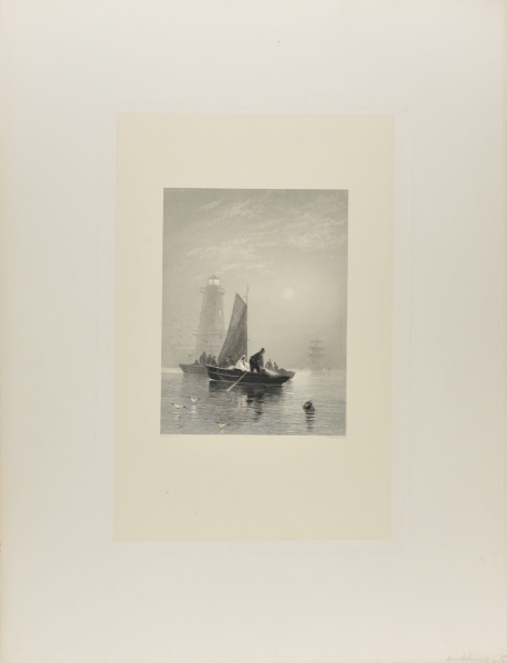MARINE WITH SAILBOATS AND LIGHTHOUSE