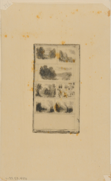 SEVEN SMALL LANDSCAPE SKETCHES ON ONE PLATE