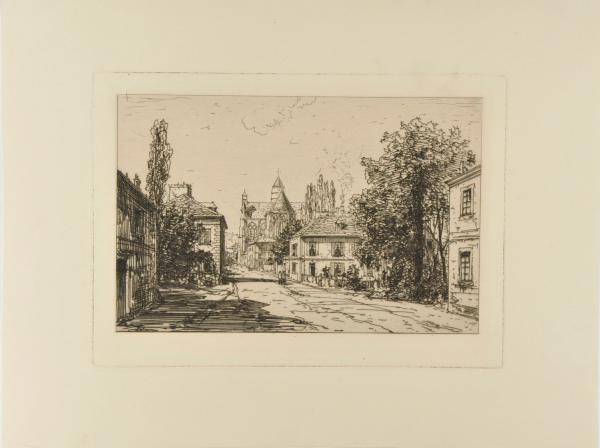 VIEW OF THE CHURCH AND ENTRANCE TO THE VILLAGE OF ESSÔMES (NEAR CHÂTEAU THIERRY)