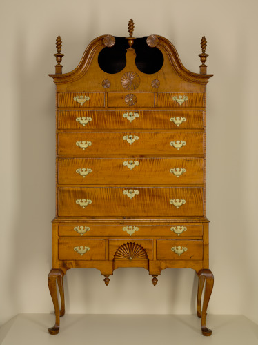 Queen Anne Bonnet-top High Chest of Drawers