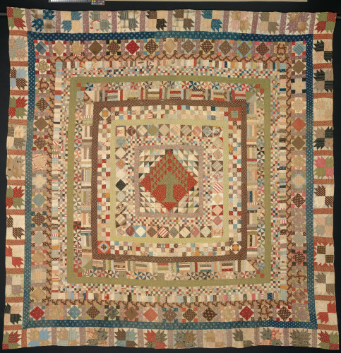 PINE TREE CENTER MEDALLION QUILT WITH FIFTEEN BORDERS