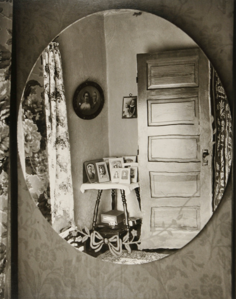 FRONT ROOM REFLECTED IN MIRROR, THE HOME PLACE, NEAR NORFOLK, NEBRASKA