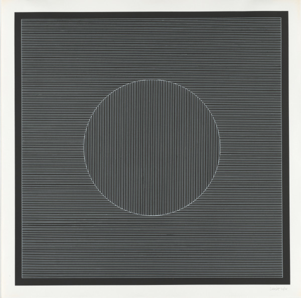 NINE GEOMETRIC FIGURES (WHITE LINES ON BLACK)