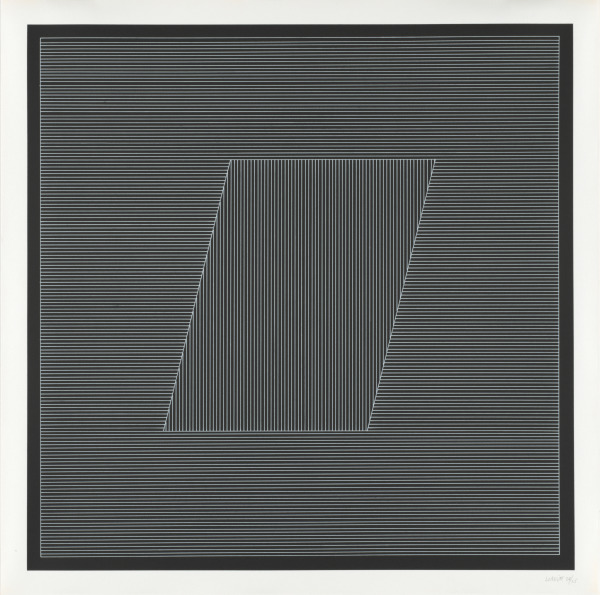 NINE GEOMETRIC FIGURES (WHITE LINES ON BLACK)