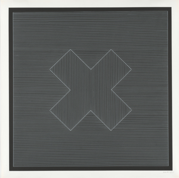 NINE GEOMETRIC FIGURES (WHITE LINES ON BLACK)