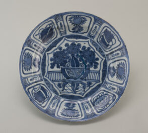 Dish Decorated with a Basket of Flowers