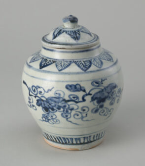 Covered Jar Decorated with Grape Vine