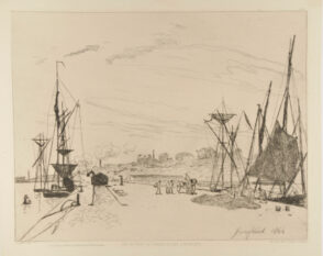 Vue du port au chemin de fer à Honfleur