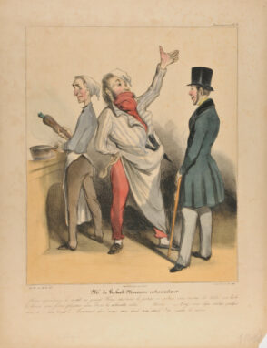 Mr. de Robert-Macaire restaurateur. Nous exploiterons la carotte en grand! Nous servirons le potage en voiture, nous aurons des tables sur toutes les bornes, nous ferons pleuvoir dans Paris les allouettes roties…… Nous ….. Avez-vous déjà réalisé quelque chose de ce beau projet ? – Comment donc ! mais sans doute, sans doute ! j’ai réalisé les actions.