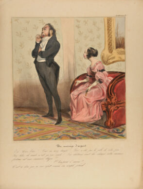 Un mariage d’argent. Eh ! Quoi Eloa !…. Vous m’avez trompé !….. Vous n’êtes pas la fille de votre père !…. Son titre de comte n’est qu’un conte !…. Vos châteaux sont des charges, votre immense fortune est une immense blague !!…. O tempora ô mores !! C’est à dire que je suis refait comme un simple jobard!