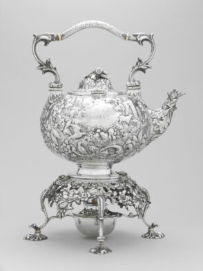 “Etruscan” Teakettle, Stand, Lamp