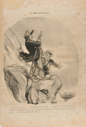 Guide, allons nous en…. au nom du ciel allons nous en… où diable ai-je eu la tête de quitter Paris et de faire trois cents lieues pour venir me placer dans les Pyrénées au dessus d’un précipice de quatre cents pieds!… allons nous en, guide, allons nous en!…