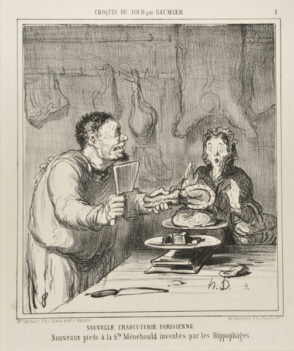 Nouvelle Charcuterie Parisienne. Nouveaux pieds à la Ste. Ménehould inventés par les Hippophages.