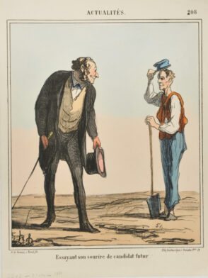 Essayant son sourire de candidat futur.