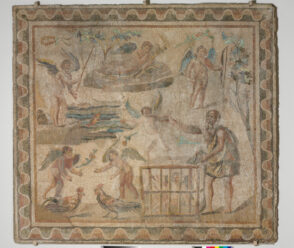 Fragment of floor mosaic depicting a peddler of Erotes