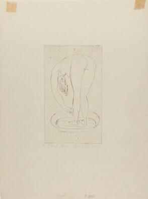 Woman Washing Her Leg, Standing in Tub