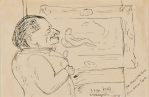Carricature of Iron (sic; Leon?) Kroll. Sketched at the Corcoran Gallery, Washington