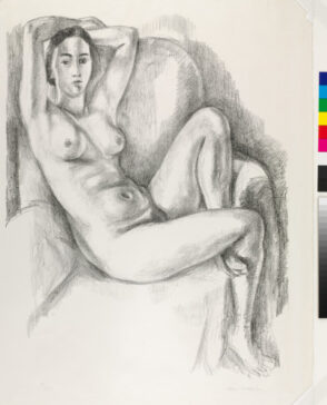 Nude with Blue Cushion