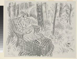 Young Girl on a Chaise Longue in a Forest