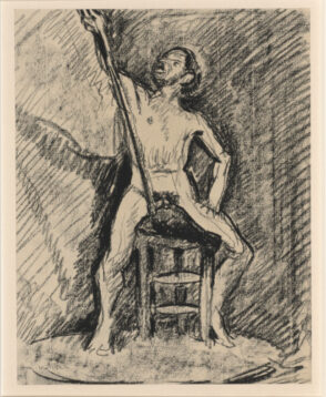 Nude Male Model Seated on a Stool