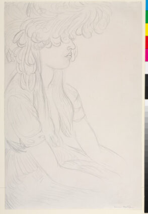 Young Girl with Plumed Hat in Profile