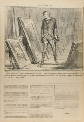 Maudit propriétaire…, tu seras donc cause de tous mes maux……, tu m’as demandé, en paiement de tous les termes que je te dois, à ce que je fasse ton portrait pour l’exposition, le jury a refusé mon tableau en disant qu’il était atroce!….. ce n’est pas mon travail qu’ils ont trouvé vilain……, j’en suis sûr….. mais ta tête!…..
