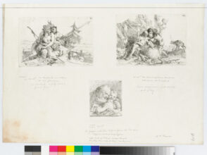 Bacchant, Satyr and Fauness (left); Two Magicians, One Seated, and a Boy (right); St. Joseph with the Infant Jesus in his Arms (lower)