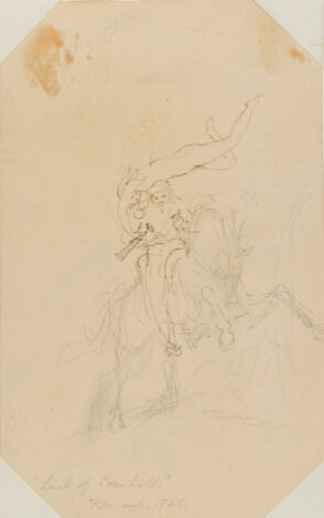 Double-Sided Sketch: Luck of Edenhall (recto); Profile, Portrait and Anatomical Sketches.