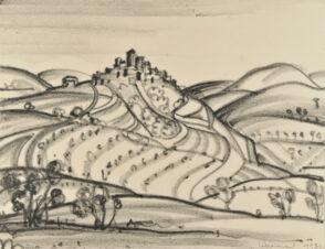 French Landscape. Drawing for a lithograph which was never made.