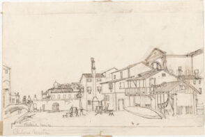 Courtyard Workshop (unfinished sketch on verso)