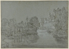 Landscape with Towered Moat (recto); Sketch (verso)