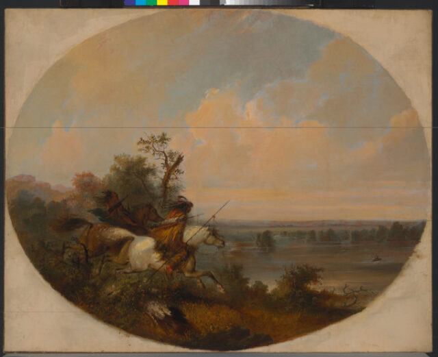 INDIANS HUNTING ELK ON THE PLATTE