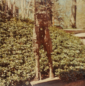 Paolozzi, Box-Headed Figure. Photograph taken in The Wurtzburger Sculpture Garden (original site, Timberlane)