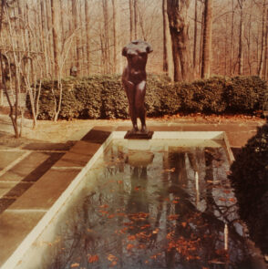 Maillol, Study for “Summer.” Photograph taken in The Wurtzburger Sculpture Garden (original site, Timberlane)