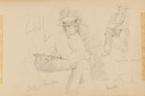 Sketch from a Camping Trip on the Lower Susquehanna in 1887 (study with two figures). Inscribed: ‘work days/Sunday – Artie.’
