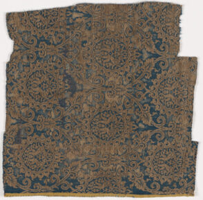 Fragment of Medieval Silk with Confronting Rabbits