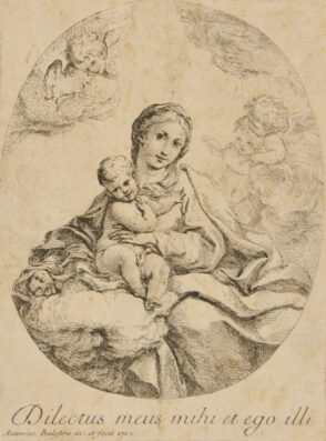 The Virgin and Child in the Clouds (recto); Figures (verso)