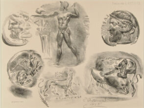 Feuille de six médailles antiques