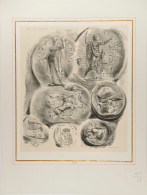 Feuille de sept médailles antiques